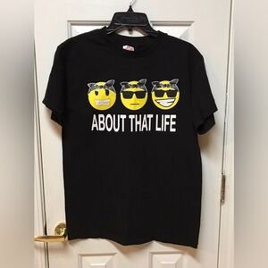 Alstyle  Apparel active wear About that life graphic t shirt with emoji